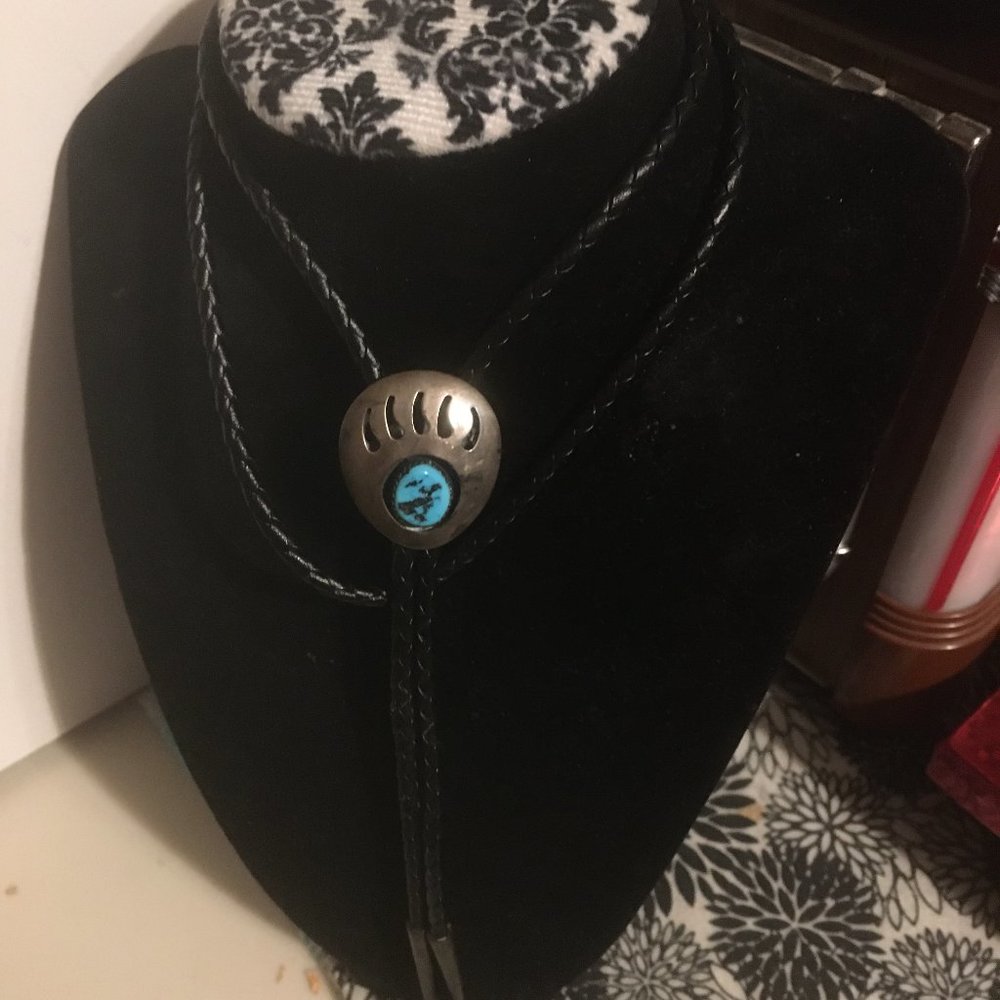 Native American Bear Claw Kingman Turquoise Bolo- 322 $200 or $180 w/offer or *
